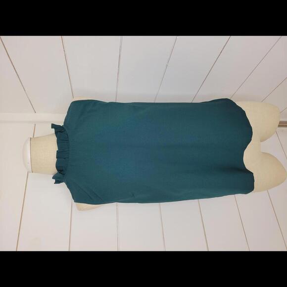 J. Crew Tops - NWT J CREW Medium green sleeveless blouse with black ribbon at back of neckline